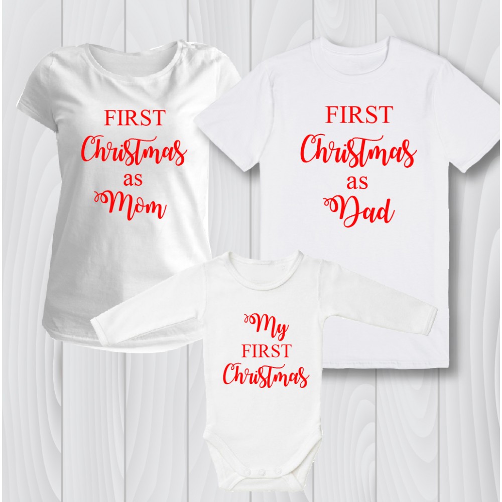 Семейни тениски First Christmas