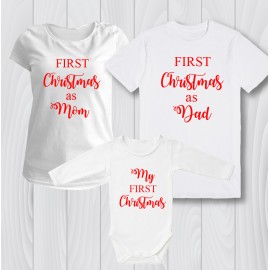 Семейни тениски First Christmas