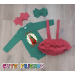 Коледни гащички с къдрички със зелено боди 