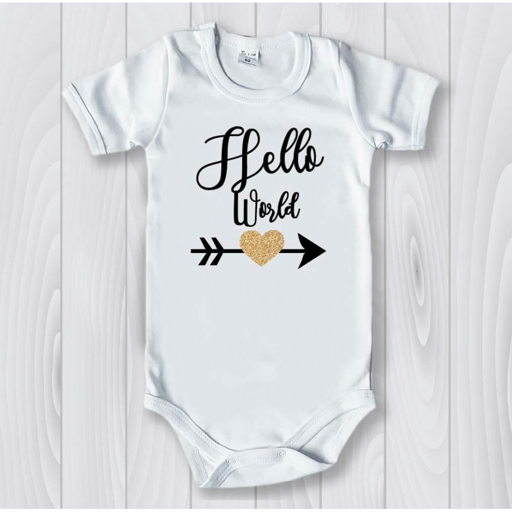 Боди с надпис Hello world