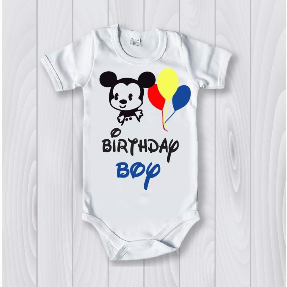 Боди за първи рожден ден с надпис birthday boy