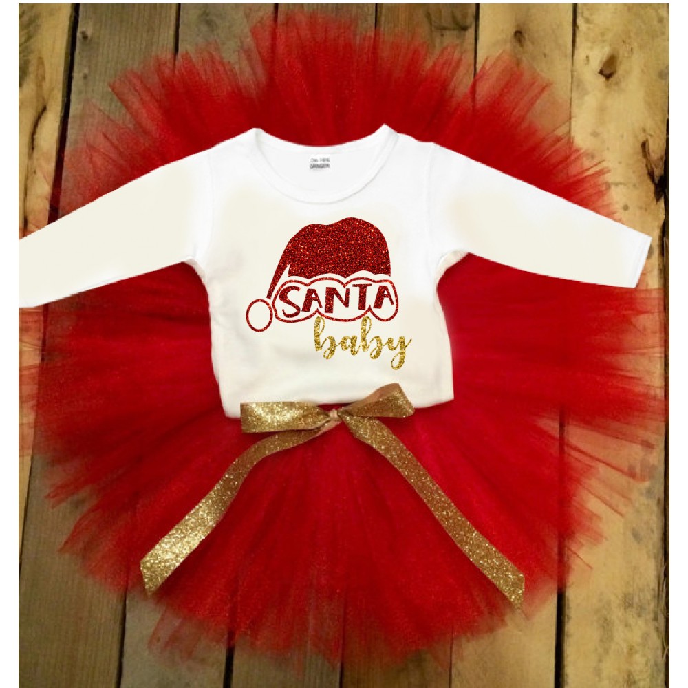Коледен комплект Santa Beby в златно и червено
